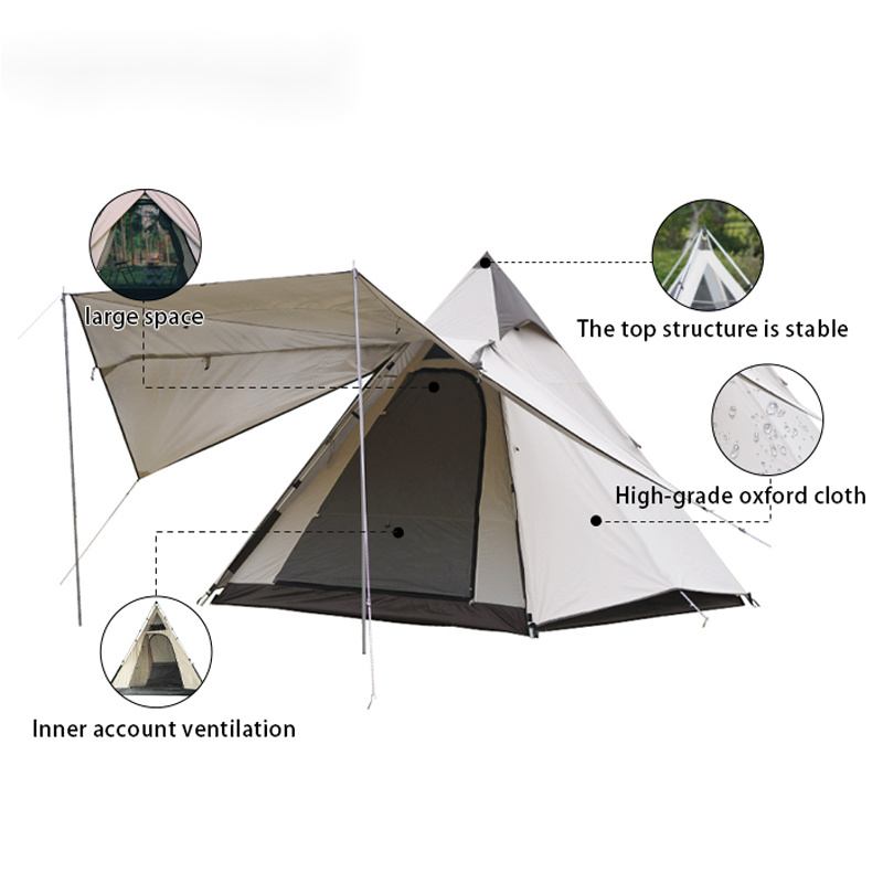 A-Frame Automatic Pop-Up 4Persons Family Tent With Sun Shelter