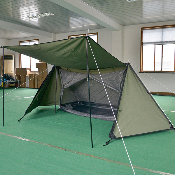 A-Frame Bridge Single Person  Cotton Tent With Sun Shelter